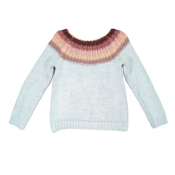 Alya Women's M Pastel Blue Chunky Knit Sweater Boho Soft Cozy Cottagecore Winter - Picture 2 of 7